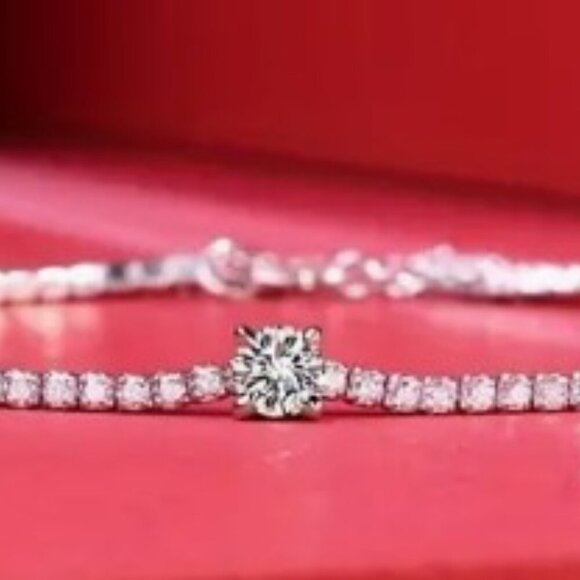 Eternals Earth 1.5 CT Moissanite S925 Sterling Silver Three-Stone Bracelet - Picture 2 of 11